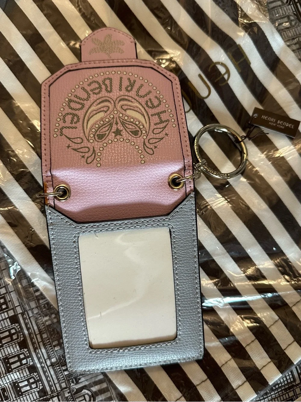 Henri Bendel Bandana Card Case Holder, Light Pink New with Tags